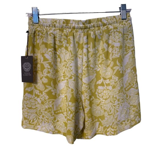 VINCE CAMUTO High Rise Yellow Floral Tropical Drawstring Summer Shorts XS NWT - Picture 2 of 4